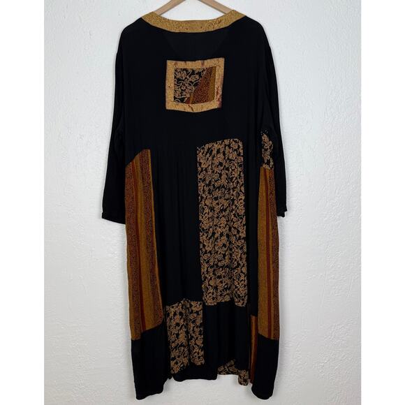 Silhouettes Vintage 90s Patchwork Midi Dress Artsy Boho Witchy Size 2X - Picture 4 of 7